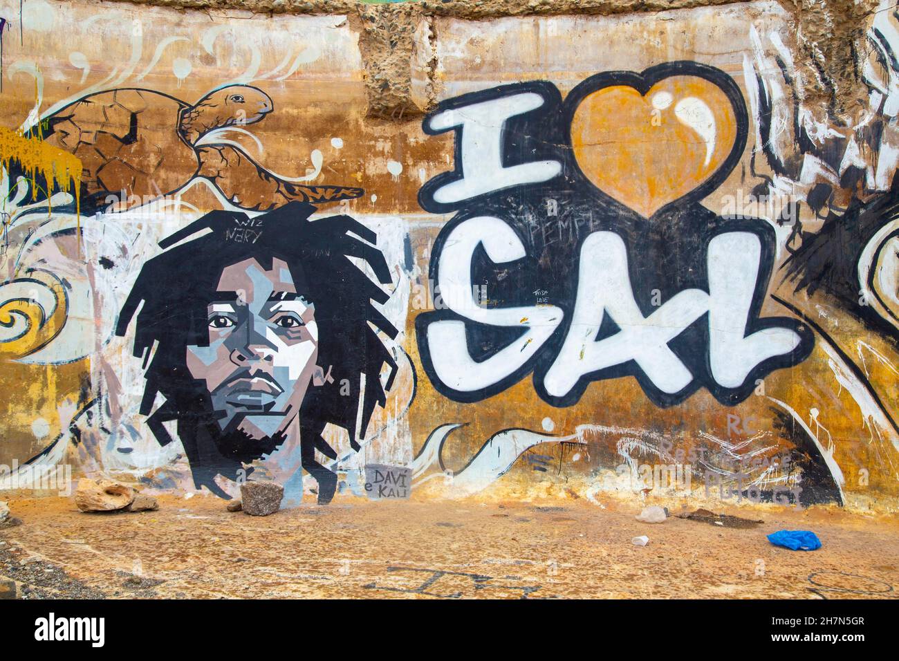 Ich mag Sal, Streetart, Espargos, Ilha do Sal, Cabo Verde Stockfoto