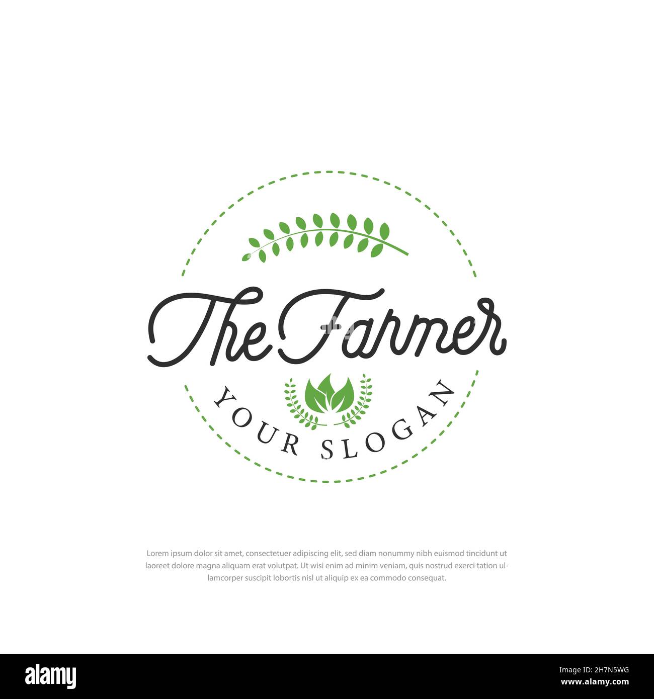 Green Farmer Logo Minimalist Landwirtschaft Logo Design-Konzept, Bauernhof Badge Symbol, Symbol, Illustration Stock Vektor