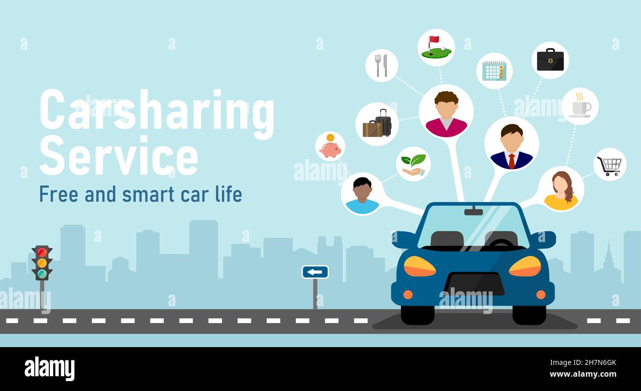 Car-Sharing-Konzept Vektor-Banner-Illustration Stock Vektor