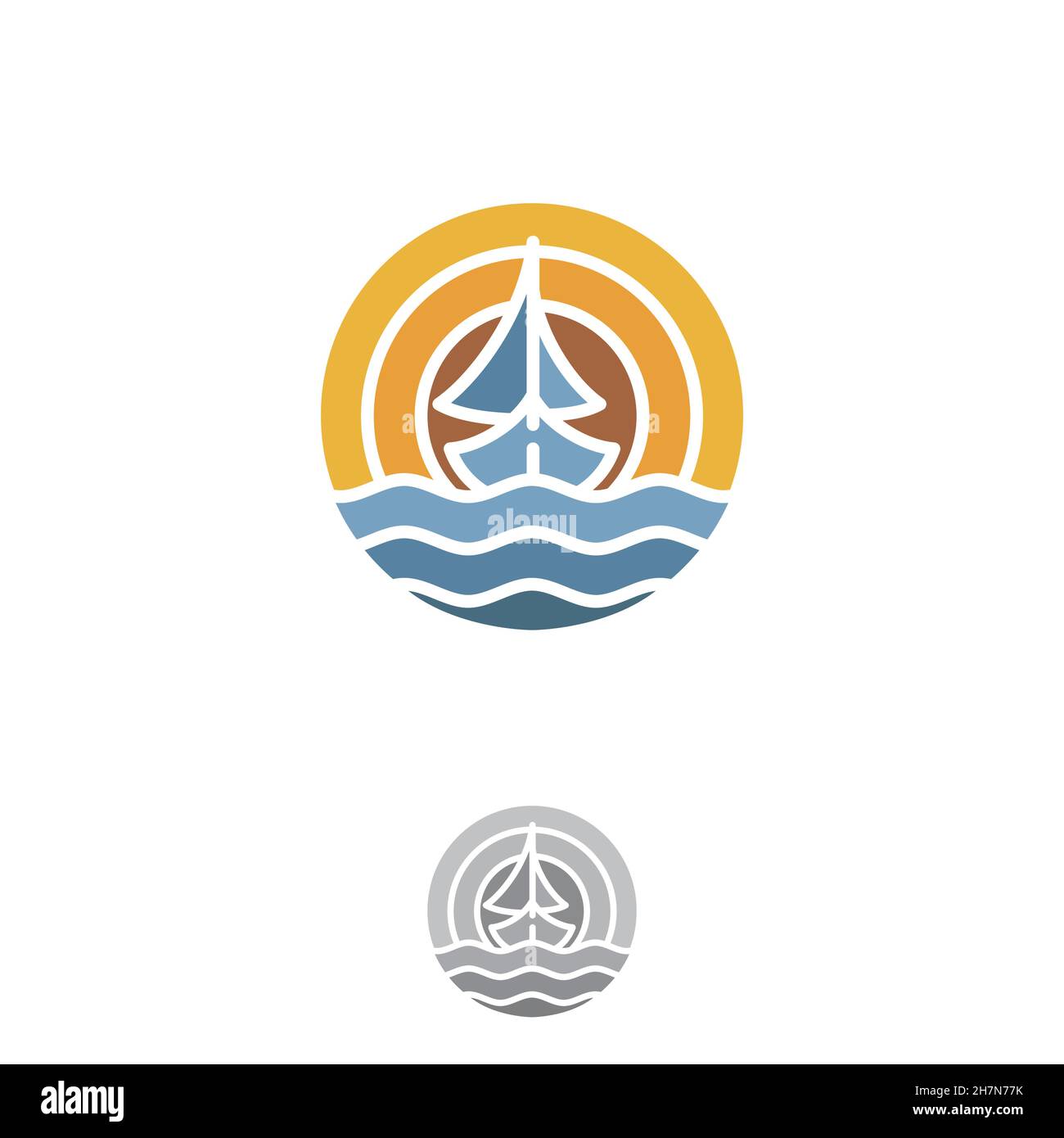 Buntes Design Segelschiff Logo für Element Design. Vektorgrafik EPS.8 EPS.10 Stock Vektor