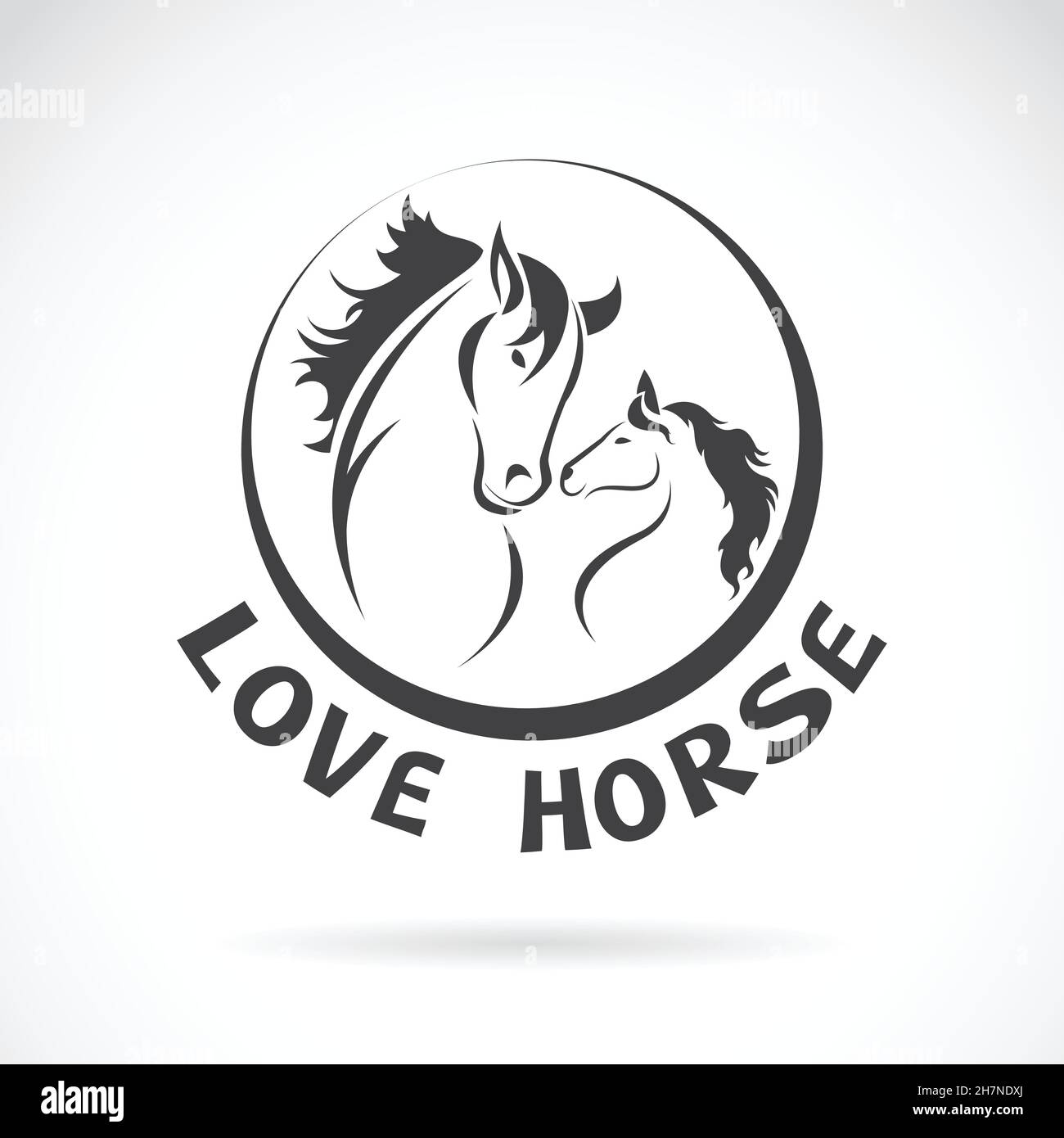 Vektor eines Pferdekopfes auf weißem Hintergrund, Ausdruck der Liebe. Leicht editierbare Vektorgrafik mit Ebenen. Wilde Tiere. Stock Vektor