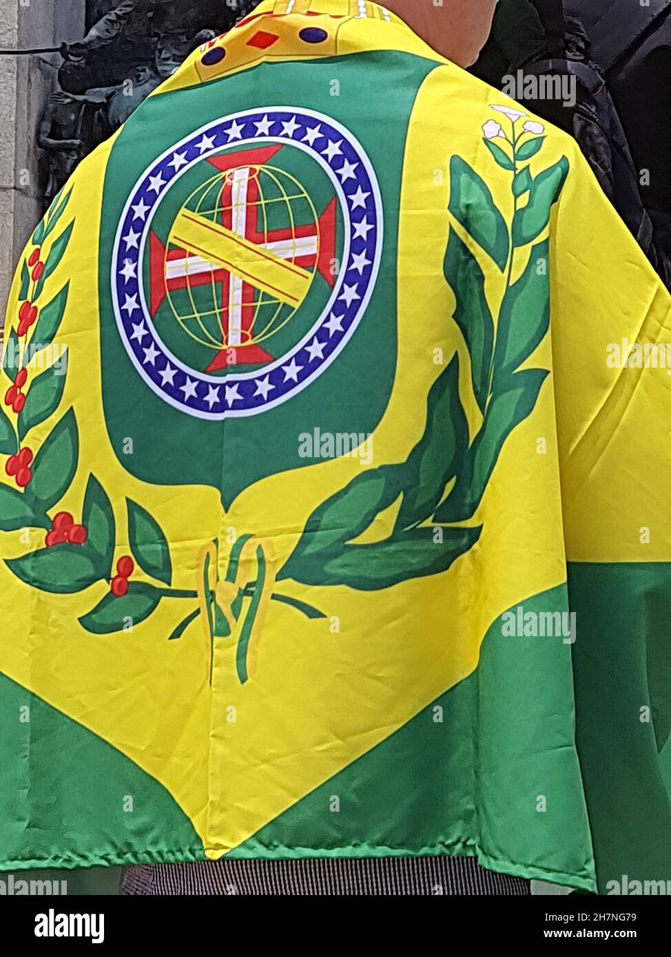 Die kaiserliche Flagge Brasiliens wurde von 1822 bis 1889 benutzt. Stockfoto