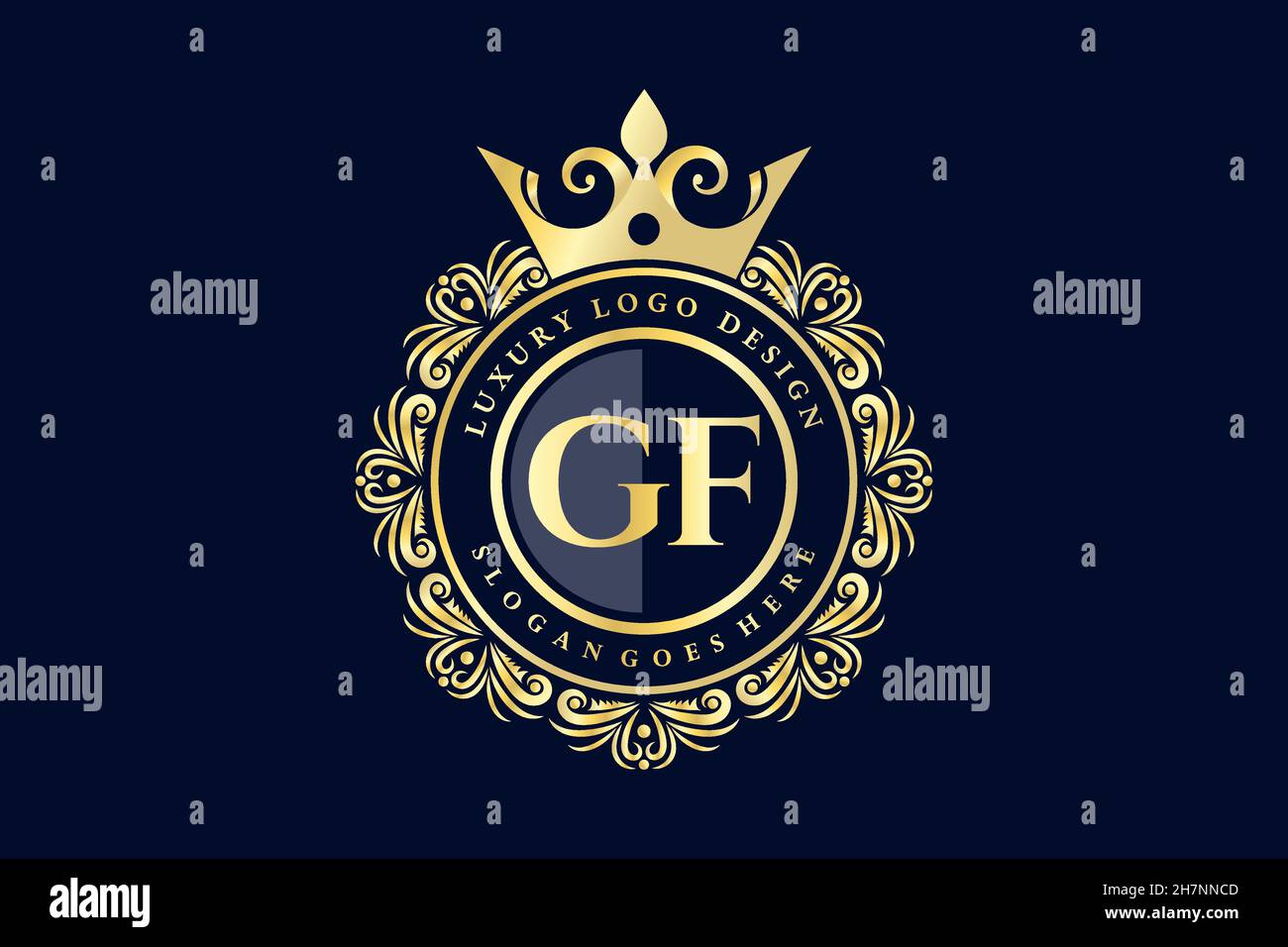 GF Initial Letter Gold kalligraphisch feminin floral handgezeichnetes heraldisches Monogramm antiker Vintage-Stil Luxus-Logo-Design Premium Stock Vektor