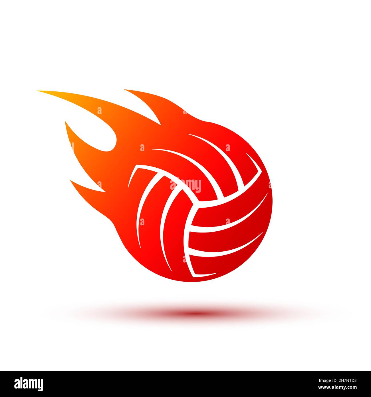 Vector Feuerball Logo Design. Feuriger Volleyballball. Stock Vektor