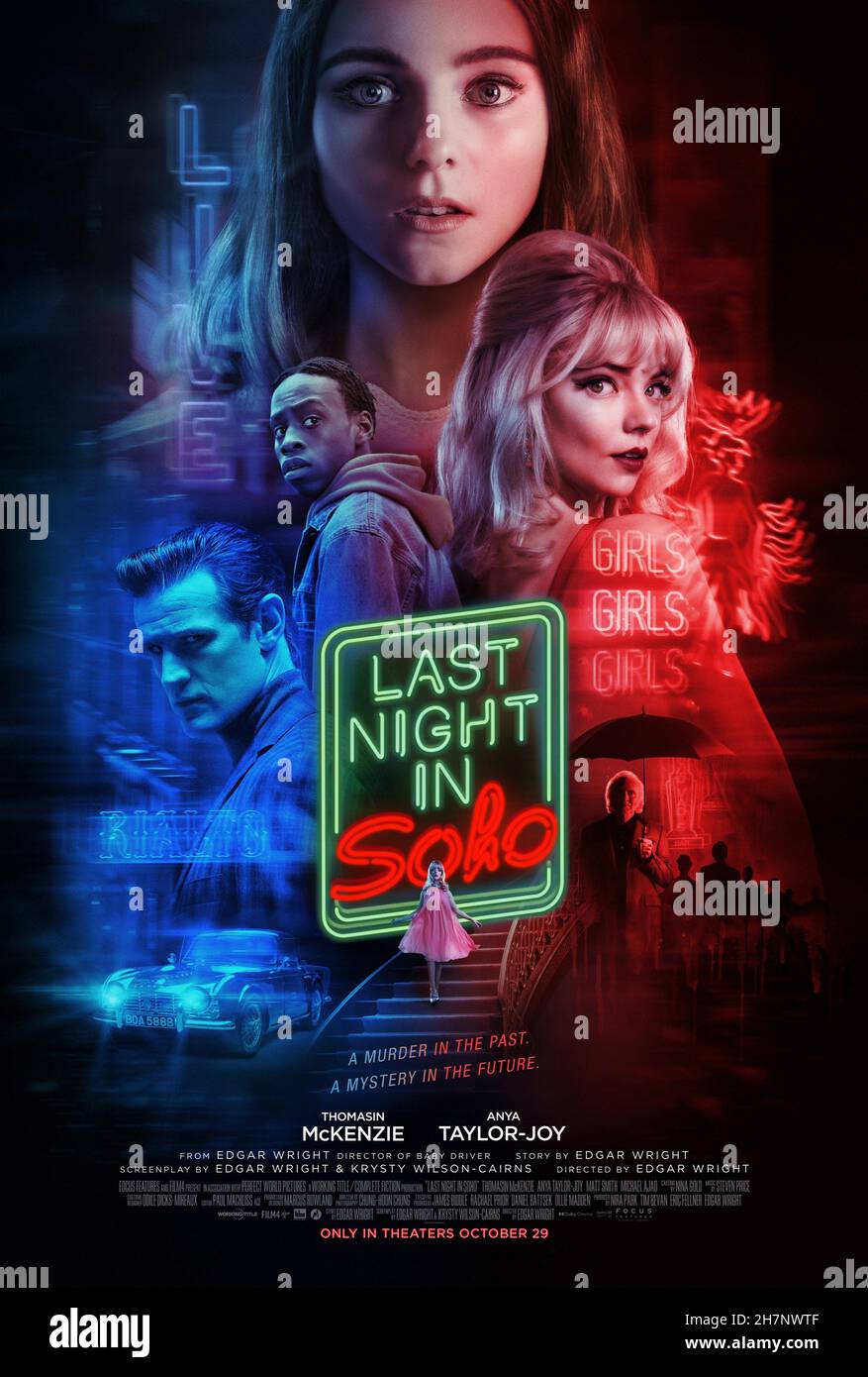 Letzte Nacht in Soho Jahr : 2021 Großbritannien Regie : Edgar Wright Thomasin McKenzie, Anya Taylor-Joy Amerikanisches Poster Stockfoto