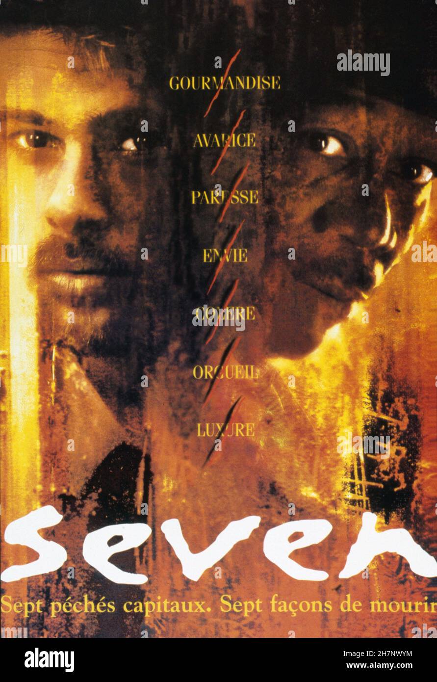 Seven Se7en Jahr : 1995 USA Regie : David Fincher Morgan Freeman, Brad Pitt Französisches Plakat Stockfoto