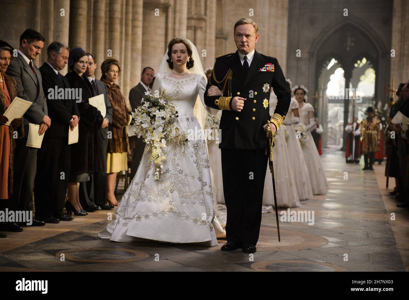 The Crown TV Series (2016-) UK / USA erstellt von Peter Morgan 2016 Staffel 1, Folge 1 : Wolferton Splash Regie: Stephen Daldry Claire Foy, Jared Harris Stockfoto