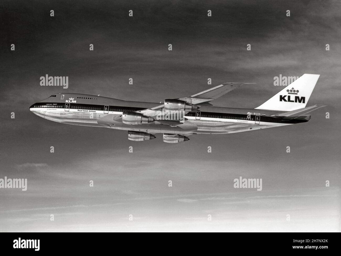 Querschnitt des Großraumflugzeugs Boeing 747 der niederländischen Fluggesellschaft KLM. Oktober 1975 Stockfoto