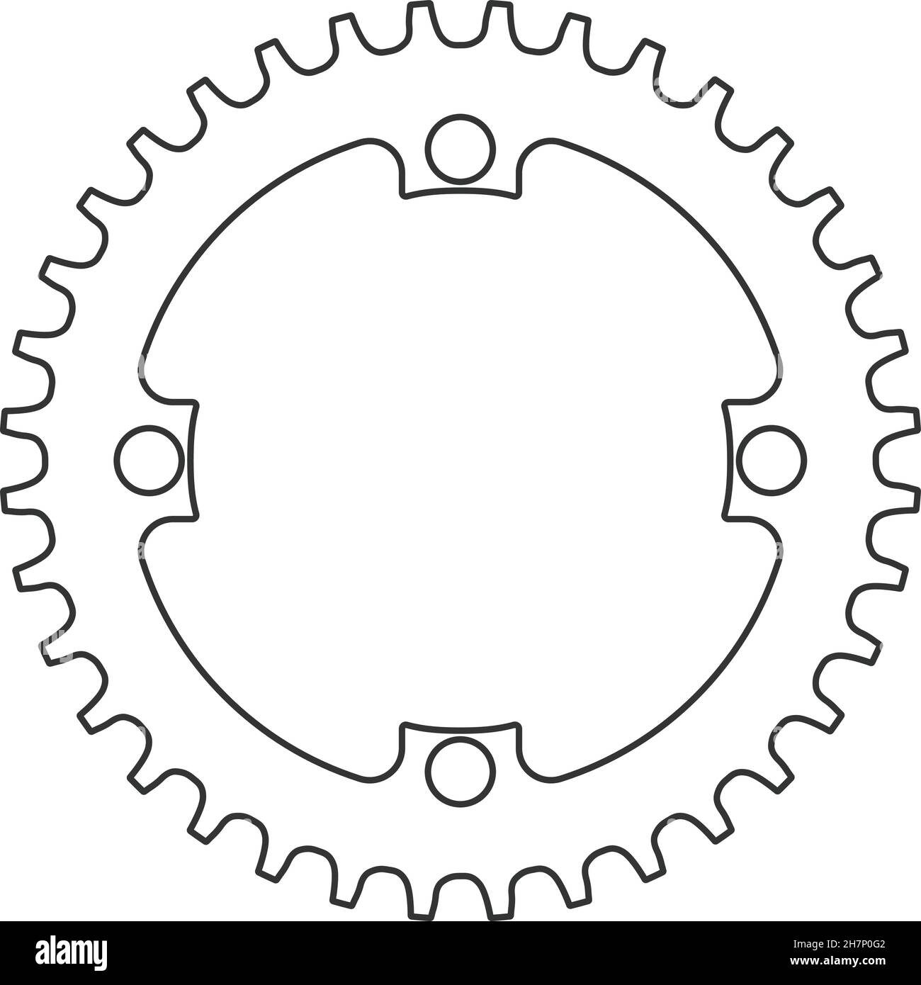 Vector Fahrrad Kettenblatt 36 Zahn isoliert. MTB-Ausrüstung. Stock Vektor