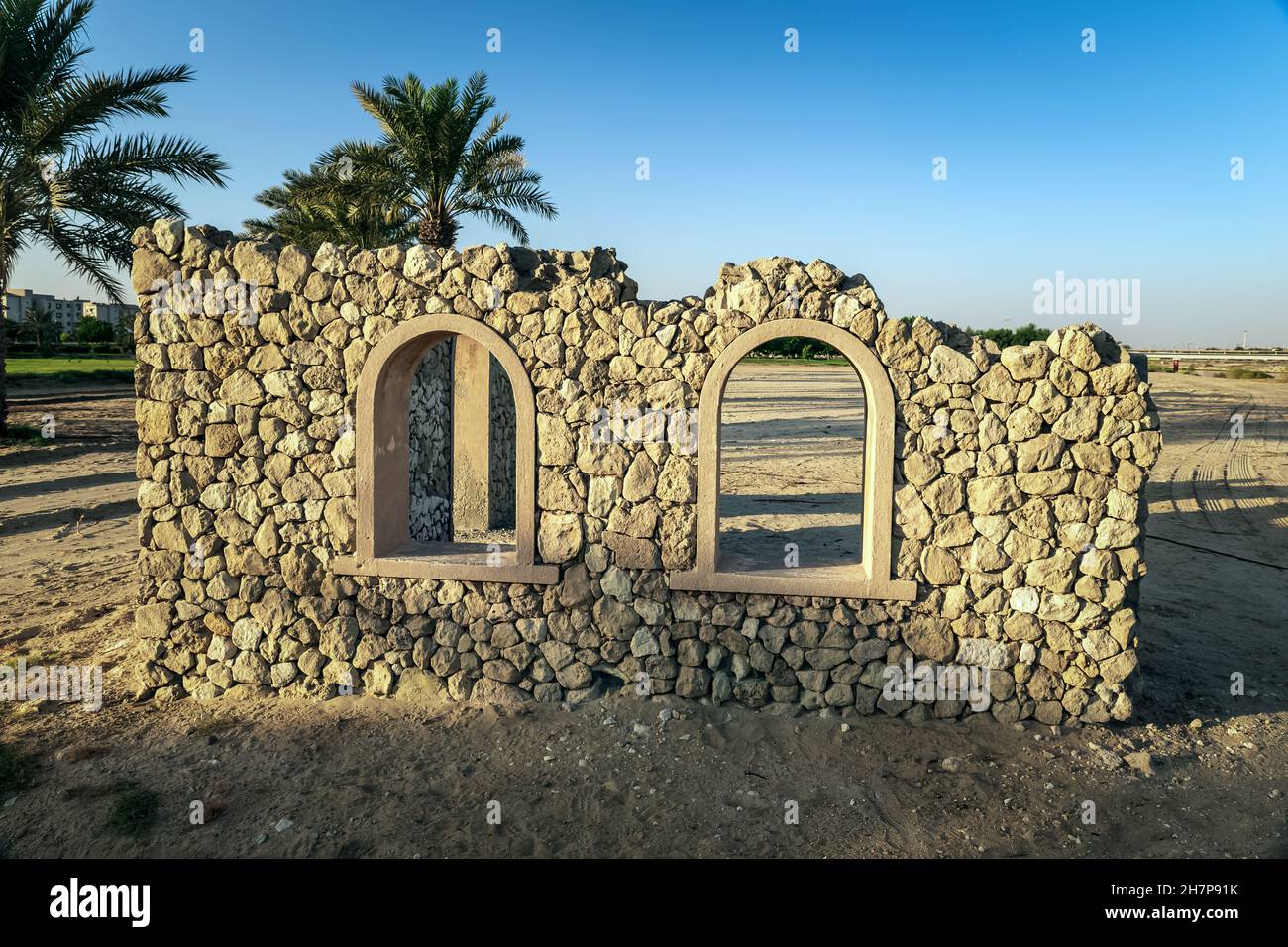 Morgenansicht im Aqua Park Jubail, Saudi-Arabien. Stockfoto