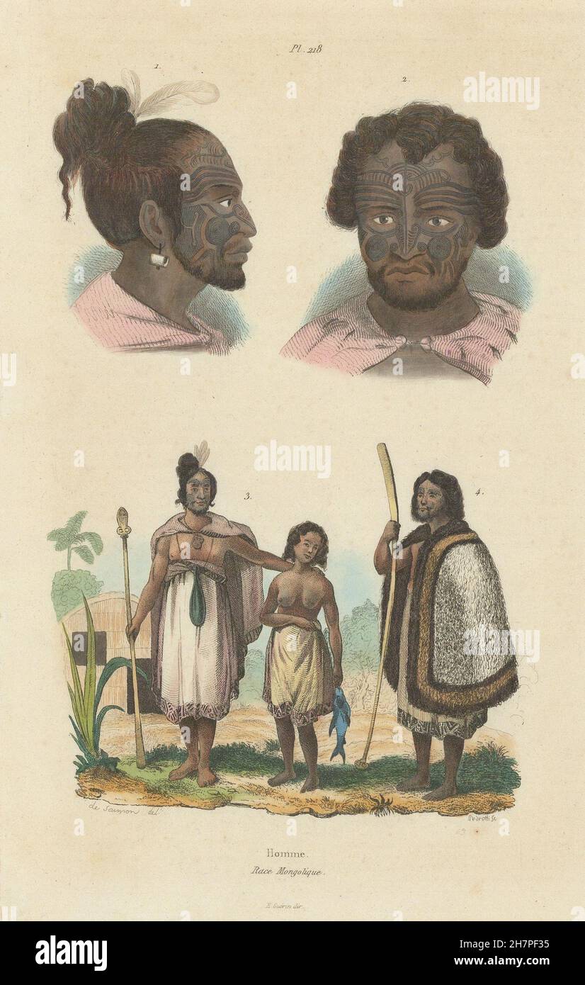 MONGOLISCHEN Rasse: Mongolique. Schädel-Gesichter, antiken Drucken 1833 Stockfoto