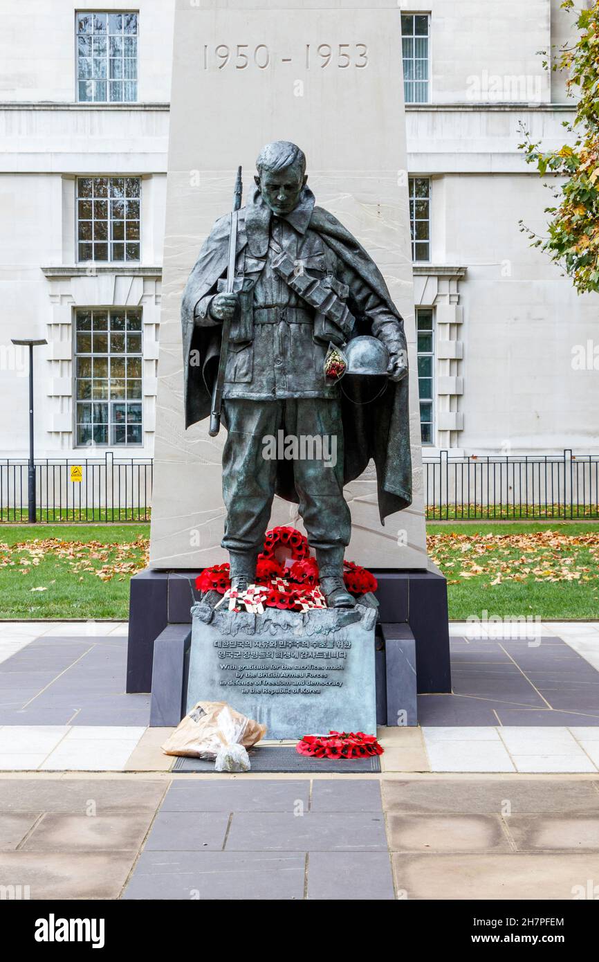 Das koreanische Kriegsdenkmal in Victoria Embankment Gardens, London, Großbritannien. Stockfoto