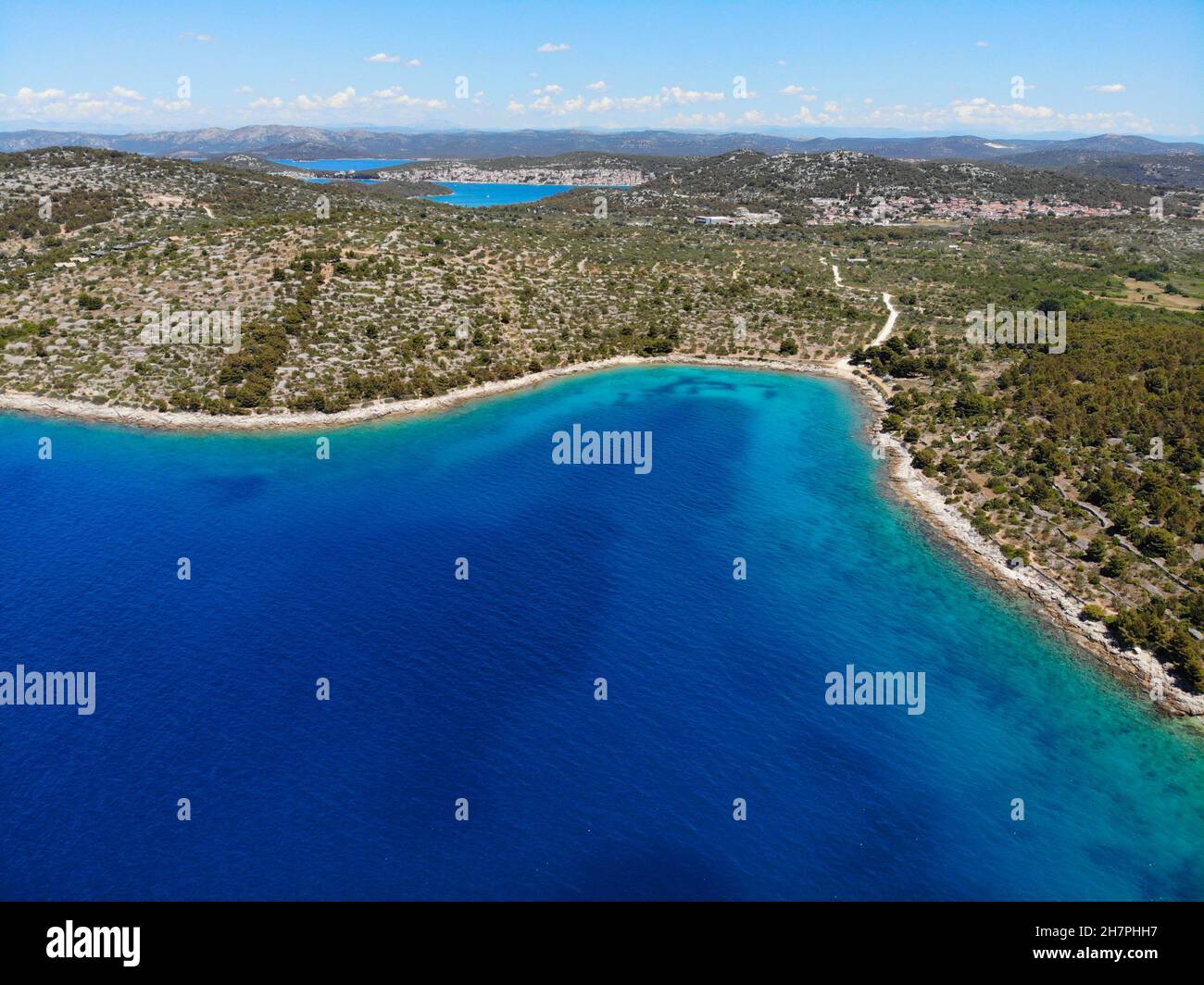 Murter Insel in Kroatien. Paradiesische Küste in Kroatien. Stockfoto