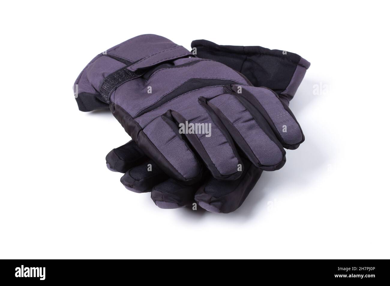 Herren Winterhandschuhe aus wasserdichtem, auf Weiß isoliertem Material Stockfoto
