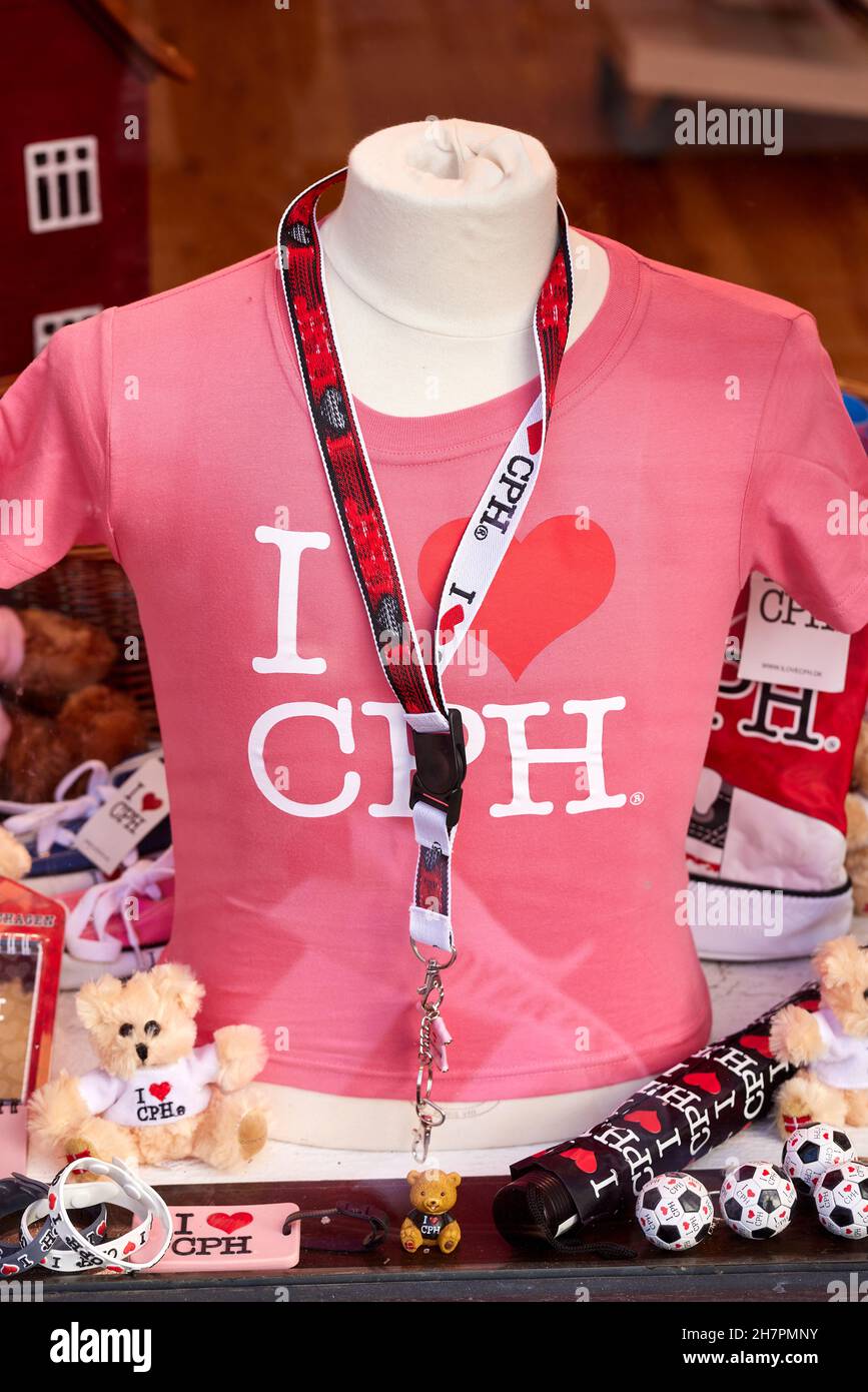 „I Love CPH“-T-Shirt, Kopenhagen, Dänemark Stockfoto