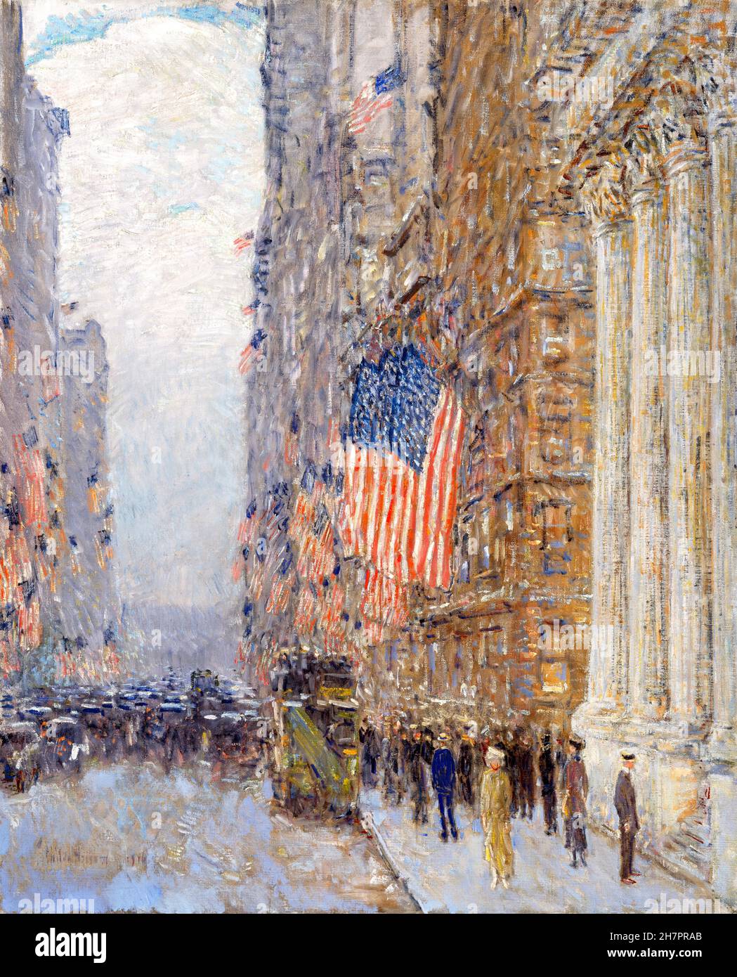 Flaggen auf dem Waldorf von Childe Hassam (1859-1935), Öl auf Leinwand, 1916 Stockfoto