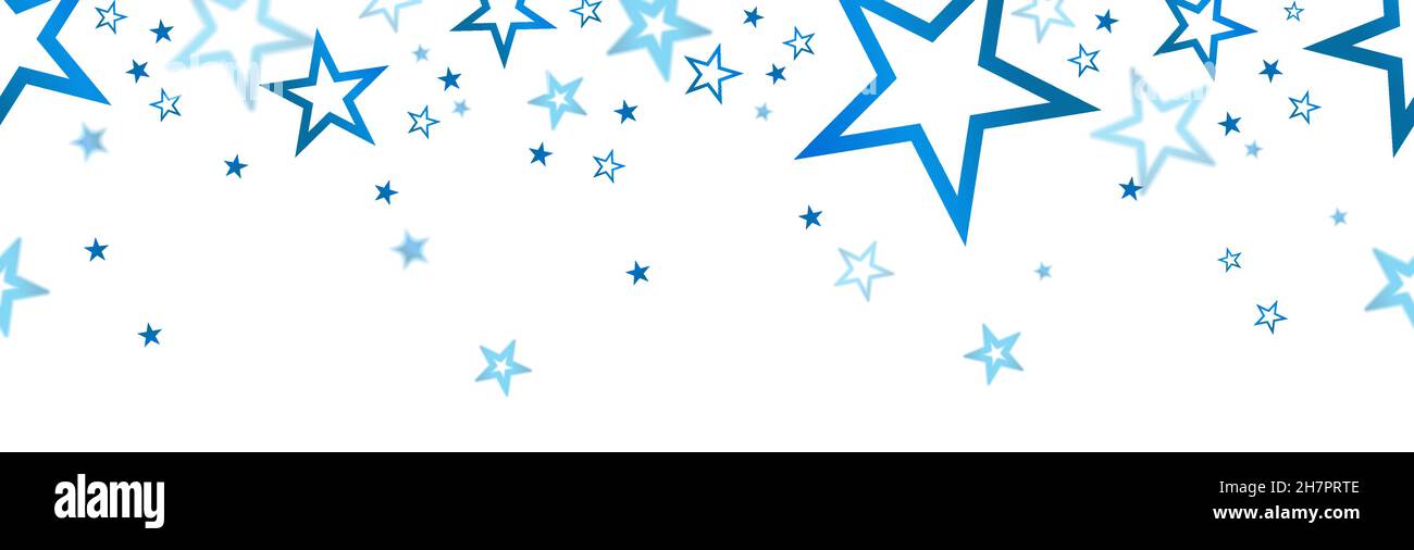 eps-Vektordatei mit nahtlosen Sternen in Blau für weihnachtswerbung im Panorama-Bannerstil Stock Vektor
