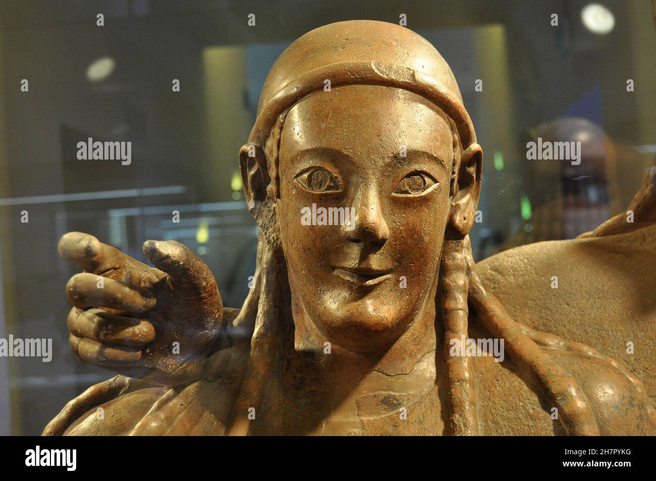 Rom, Italien - ETRU Nationales etruskisches Museum der Villa Giulia, Sarkophag der Ehepartner, Detail. Stockfoto