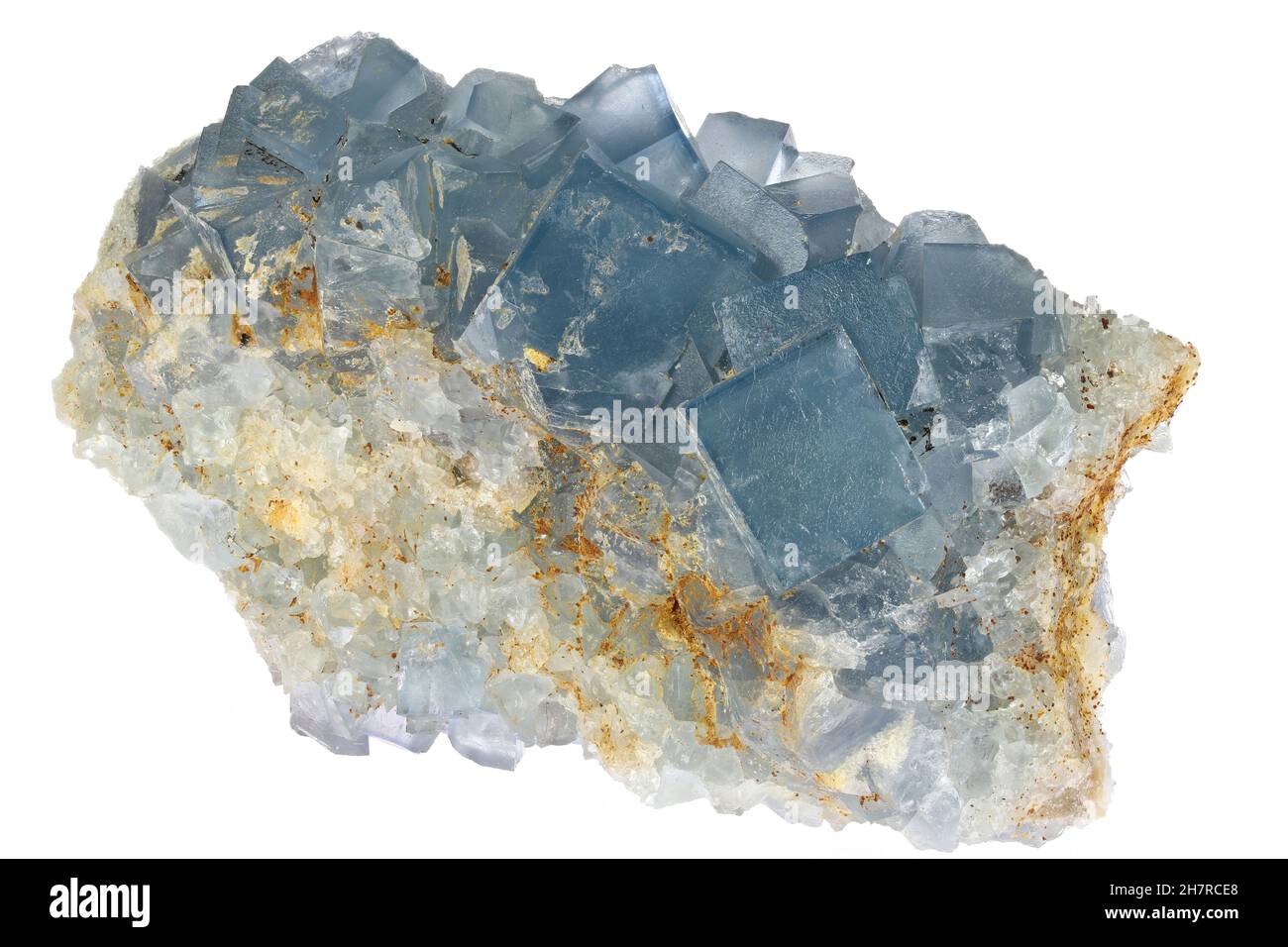 Fluorit aus der Mine Blanchard, Bingham, New Mexico, isoliert auf weißem Hintergrund Stockfoto