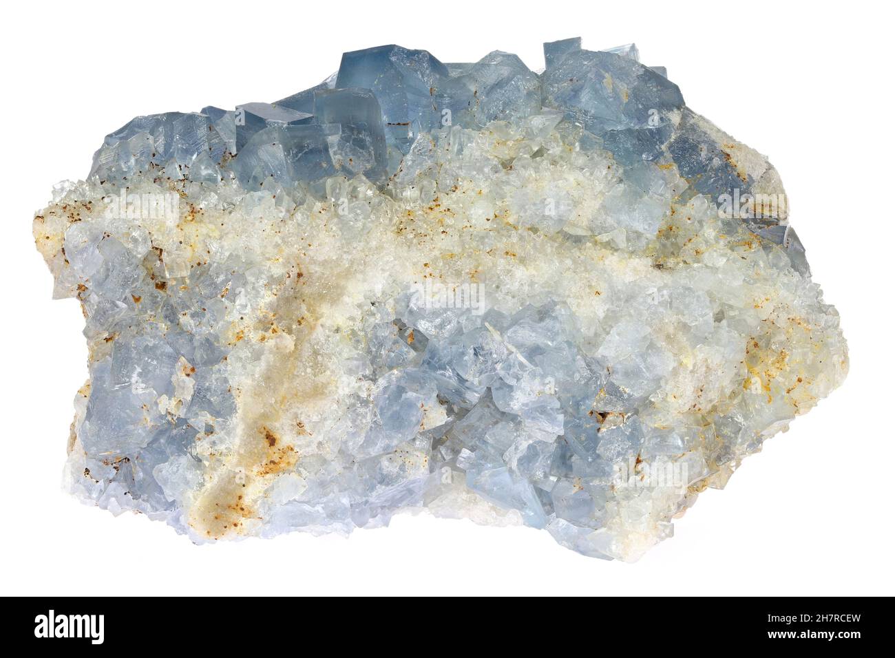Fluorit aus der Mine Blanchard, Bingham, New Mexico, isoliert auf weißem Hintergrund Stockfoto