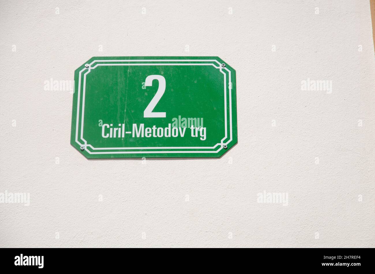 Ciril-Metodov Trg Straßenschild Slowenien Stockfoto