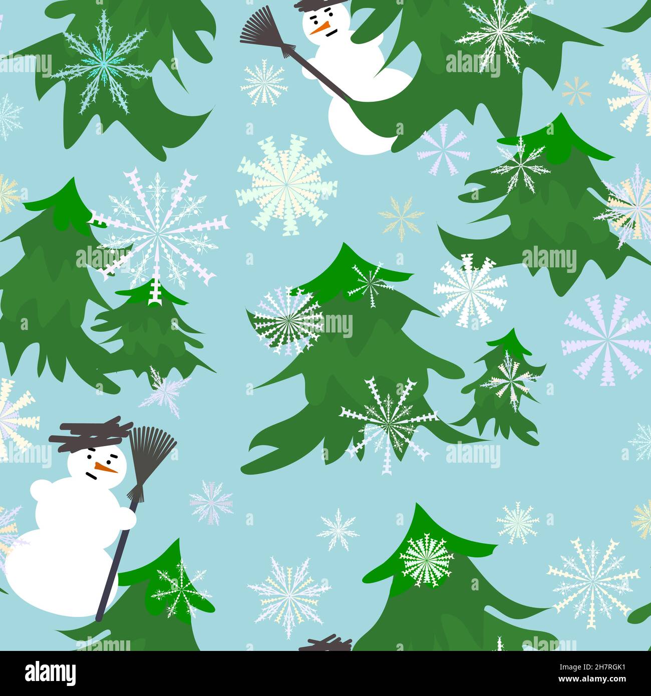 Muster Schneemänner weihnachtsbäume Schneeflocken Stock Vektor