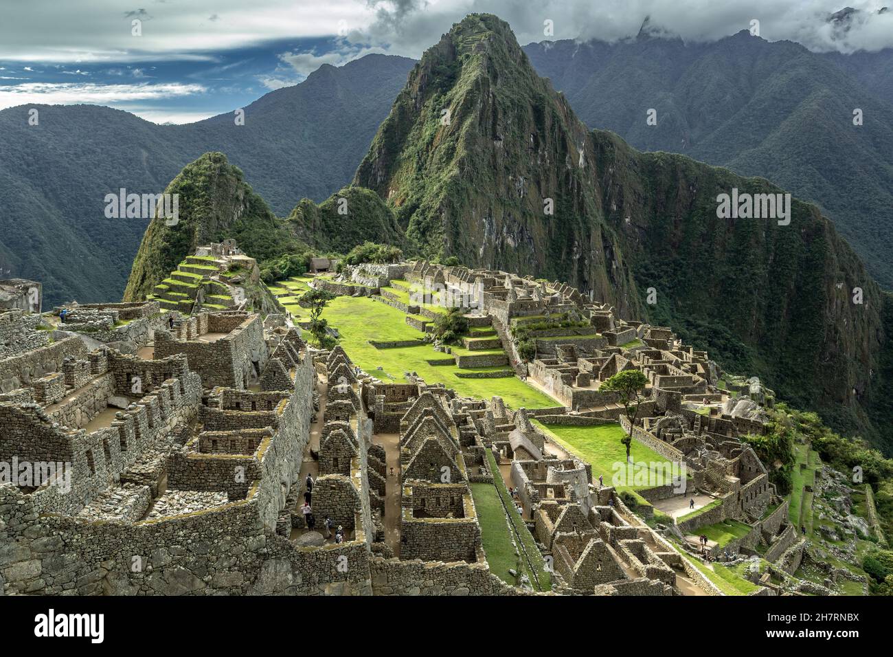 Machu Picchu Inka-Ruinen, in der Nähe von Machu Picchu Pueblo (aka Aguas Calientes), Cusco, Peru Stockfoto