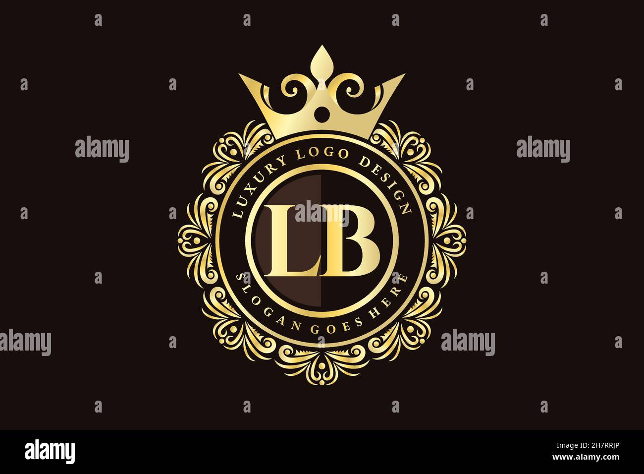 LB Initial Letter Gold kalligraphisch feminin floral handgezeichnete heraldische Monogramm antiken Vintage-Stil Luxus-Logo-Design Premium Stock Vektor