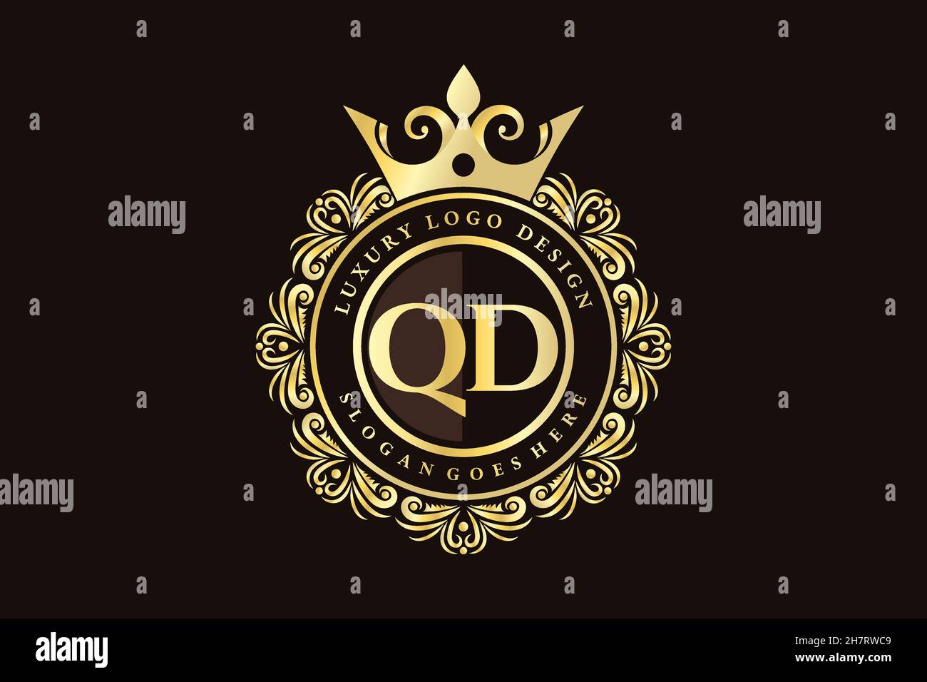 QD Initial Letter Gold kalligraphisch feminin floral handgezeichnetes heraldisches Monogramm antiker Vintage-Stil Luxus-Logo-Design Premium Stock Vektor