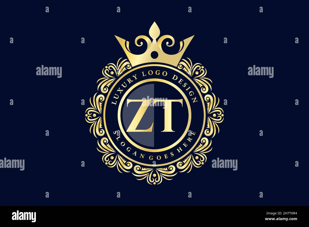 ZT Initial Letter Gold kalligraphisch feminin floral handgezeichnete heraldische Monogramm antiken Vintage-Stil Luxus-Logo-Design Premium Stock Vektor