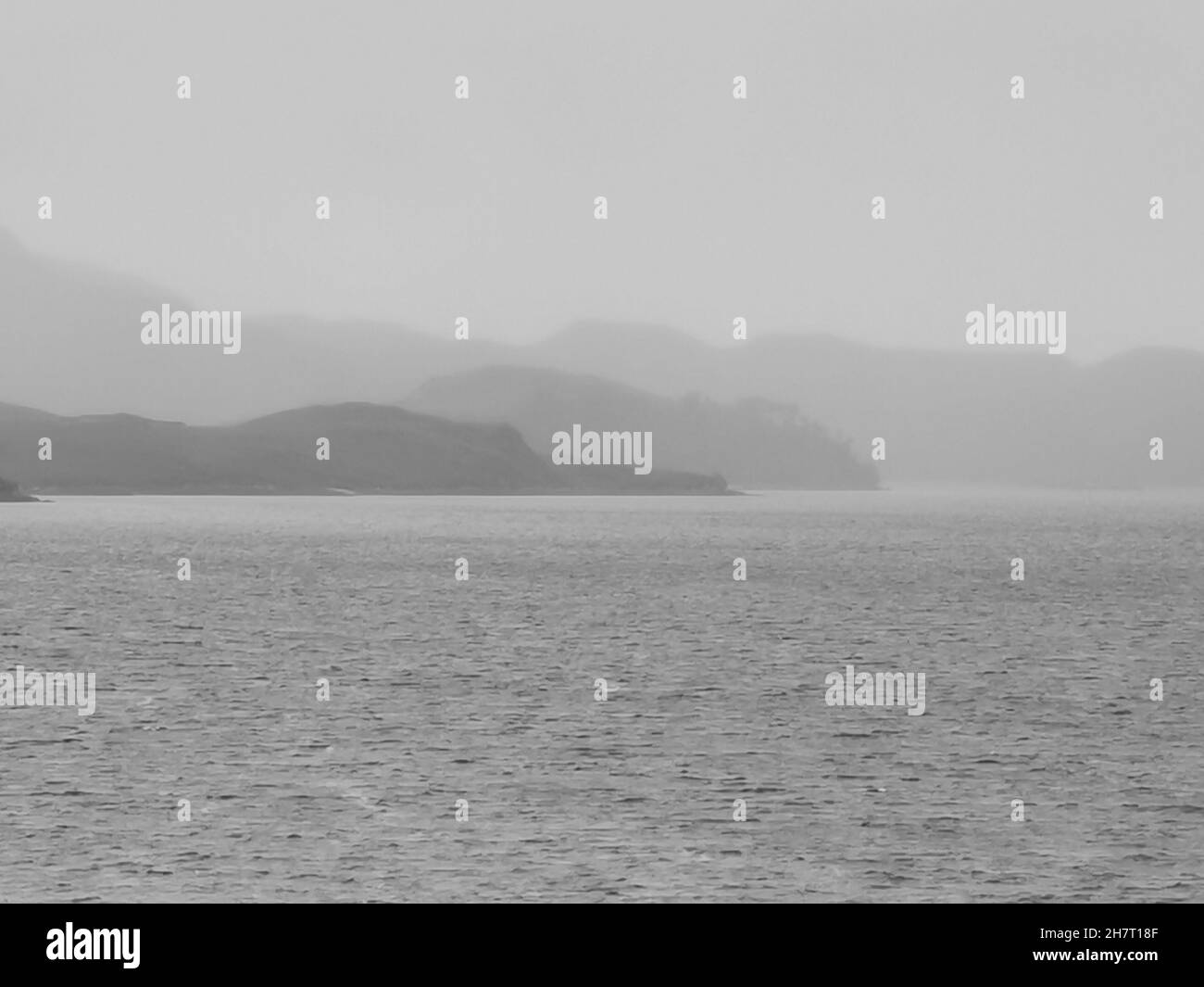 Graustufenansicht der schottischen Highlands Stockfoto