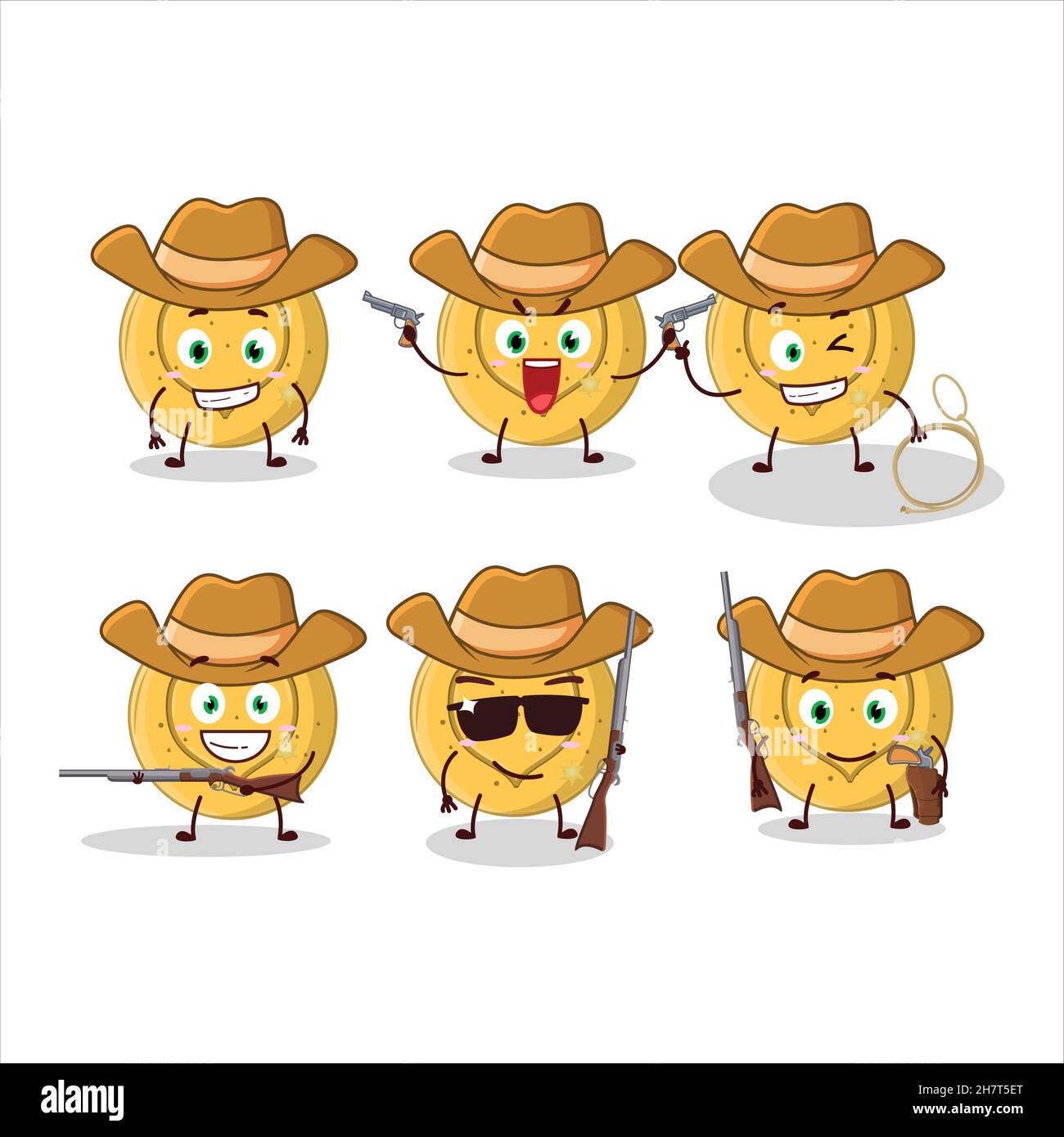 Coole Cowboy Dalgona Süßigkeiten Liebe Cartoon-Figur mit einem niedlichen Hut. Vektorgrafik Stock Vektor