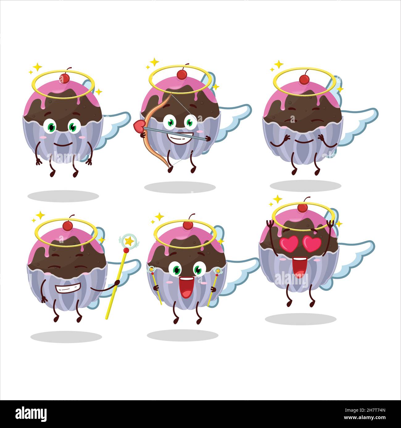Brigadeiro Schokolade Süßigkeiten Cartoon-Designs als niedliche Engel Charakter. Vektorgrafik Stock Vektor