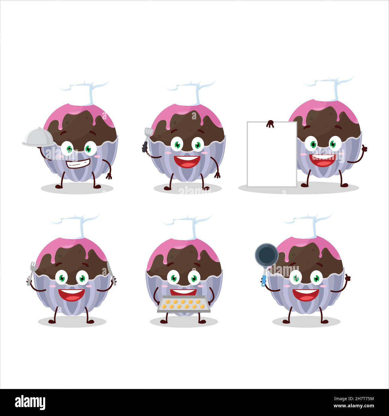 Cartoon-Charakter von brigadeiro Schokolade Süßigkeiten mit verschiedenen Chef Emoticons. Vektorgrafik Stock Vektor