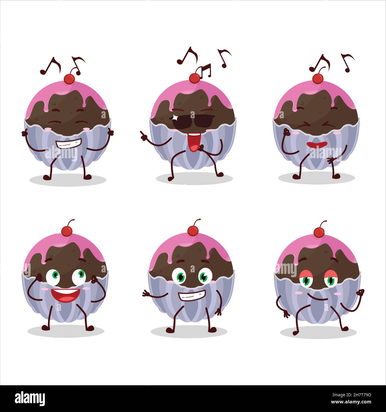 Ein Bild von brigadeiro Schokolade Süßigkeiten Tänzer Cartoon-Figur genießen die Musik. Vektorgrafik Stock Vektor