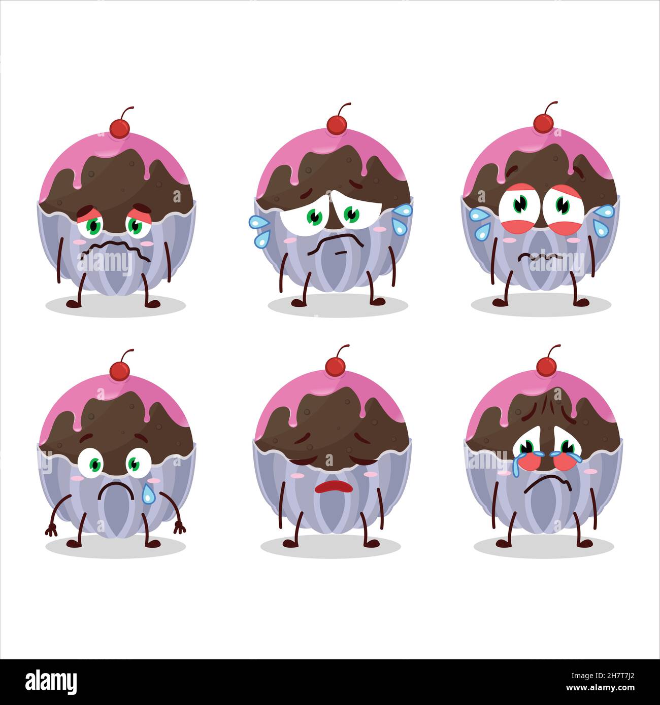 Brigadeiro Schokolade Süßigkeiten Cartoon-Figur mit trauriger Ausdruck. Vektorgrafik Stock Vektor