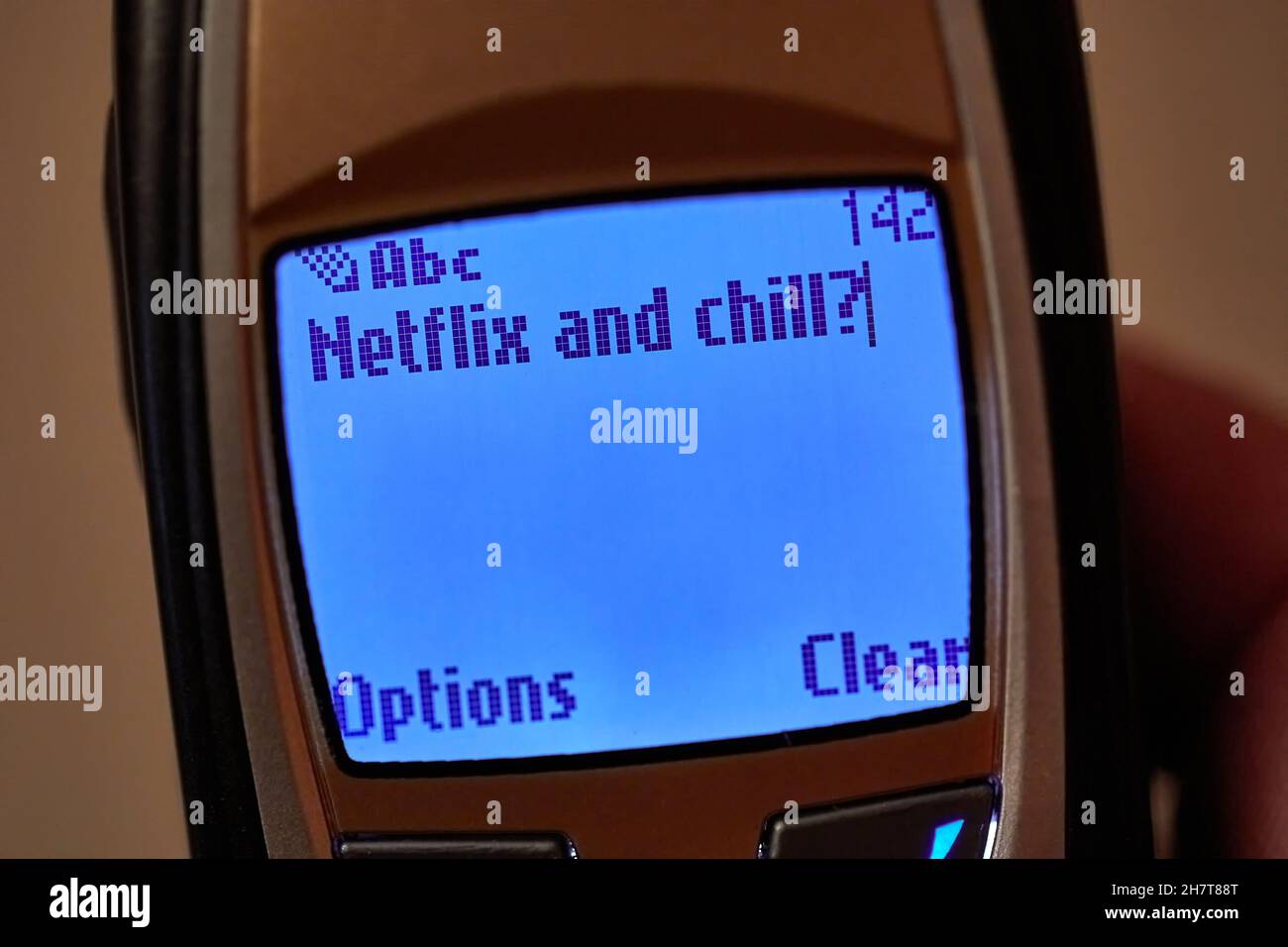 SMS-Nachricht mit Netfilx und Chill empfangen Stockfoto