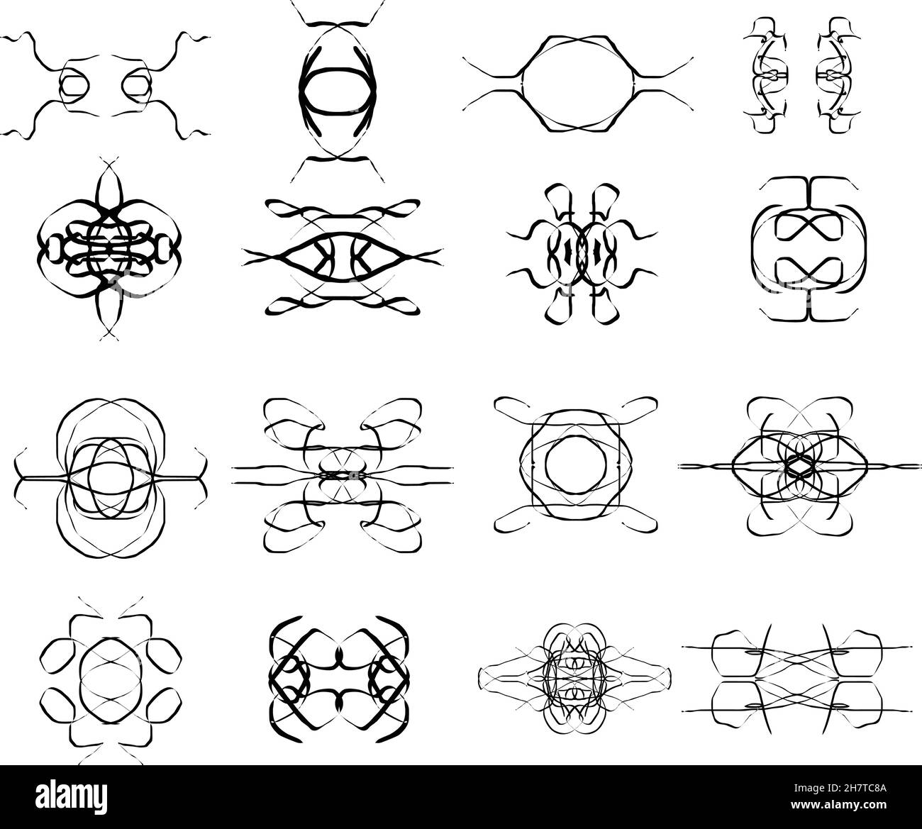 Sammlung von Vektormustern isoliert auf weißem Hintergrund, elegante Vektorsymbole Stock Vektor