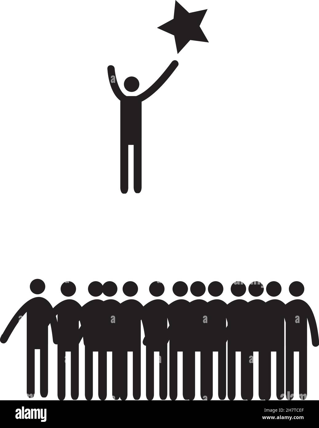 Der Erfolg Thema Vektor-Illustration, zeigt den Unterschied zwischen den Menschen, die nur auf etwas warten, und diejenigen, die handeln. Stock Vektor