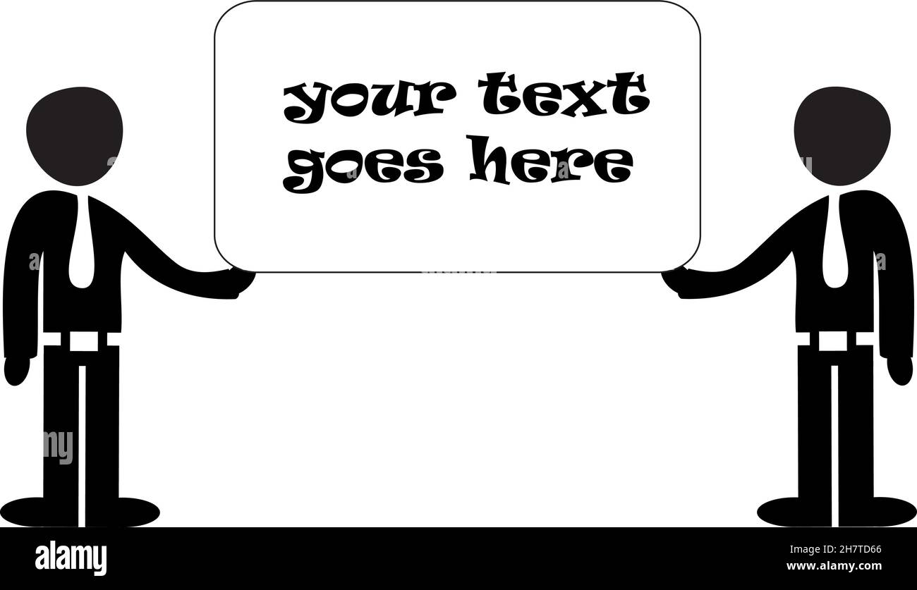 Zwei Geschäftsleute stehen mit einem Brett. Vektorvorlage auf weißem Hintergrund isoliert Stock Vektor