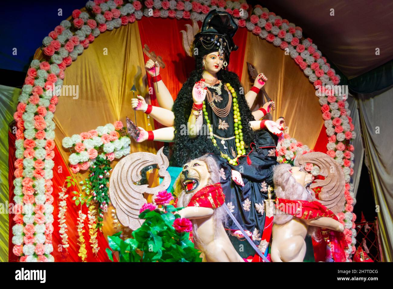 Göttin Durga Idol auf Navratri Festival Feier Stockfoto