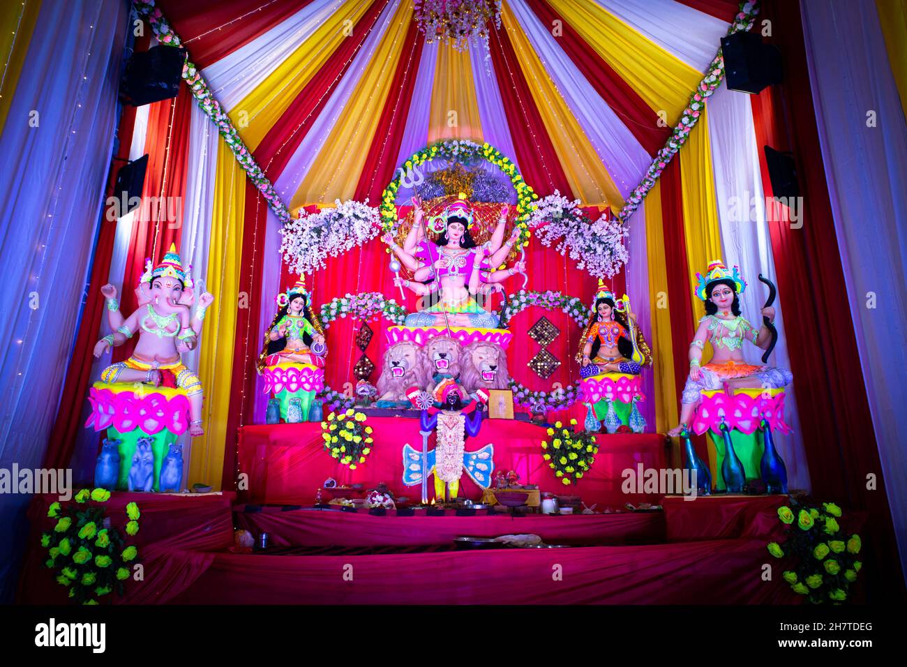 Göttin Durga Idol auf Navratri Festival Feier Stockfoto