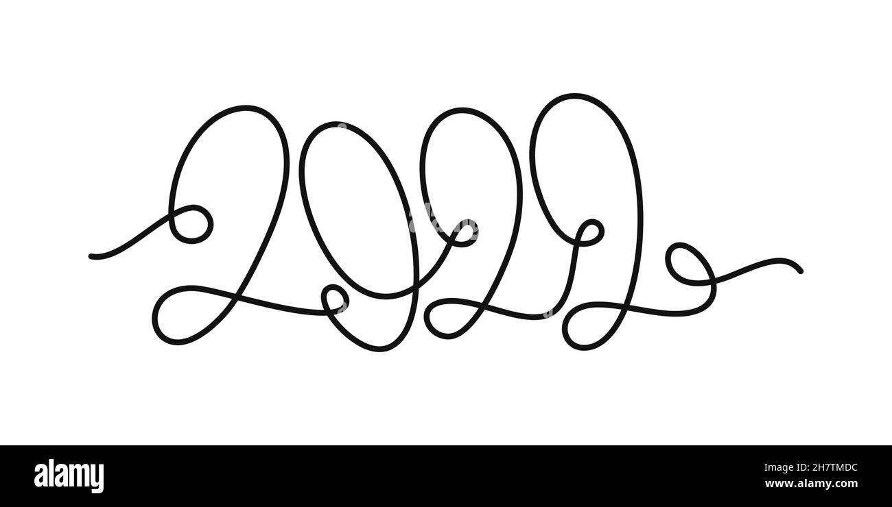 Einfaches Abstraktes Wort 2022 Isolierte Linie Kunst Zeichnung Vektor Illustration Template Element Stock Vektor