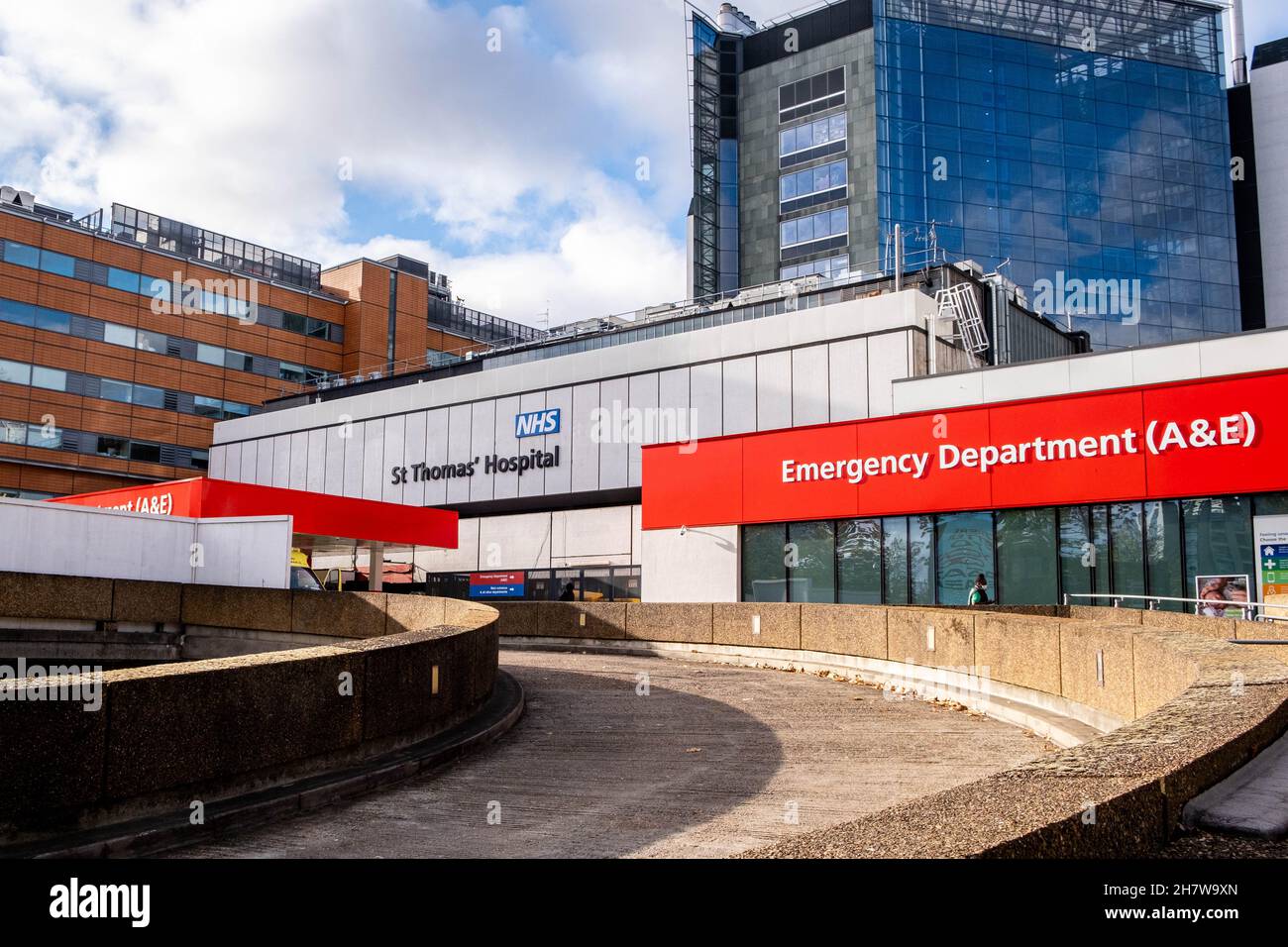 Waterloo London England, 21 2021. November, St. Thomas’ Major London Teaching Hosptial and Accident and Emergency Department Stockfoto