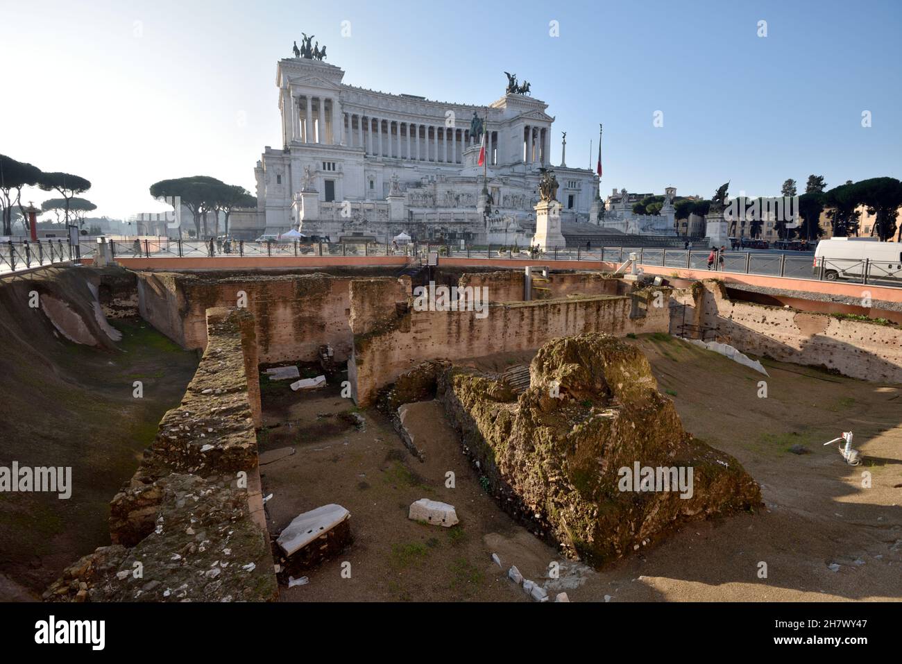 italien, rom, piazza venezia, Ruinen der Hörsälen des hadrians Stockfoto