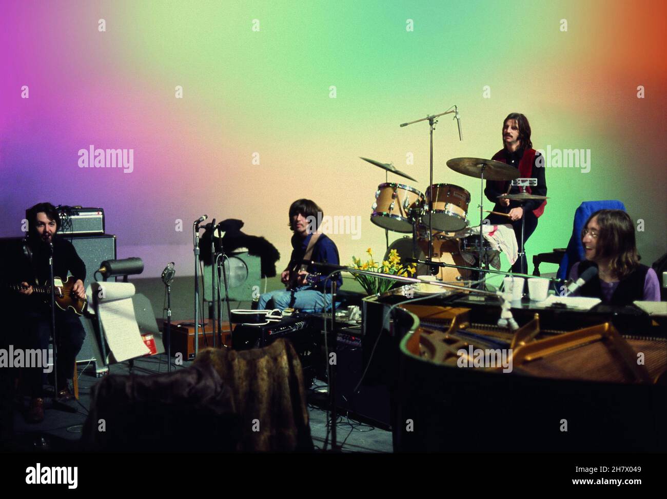 Die Beatles, Live-TV-Konzert: John Lennon, Paul McCartney, George Harrison und Ringo Starr Stockfoto