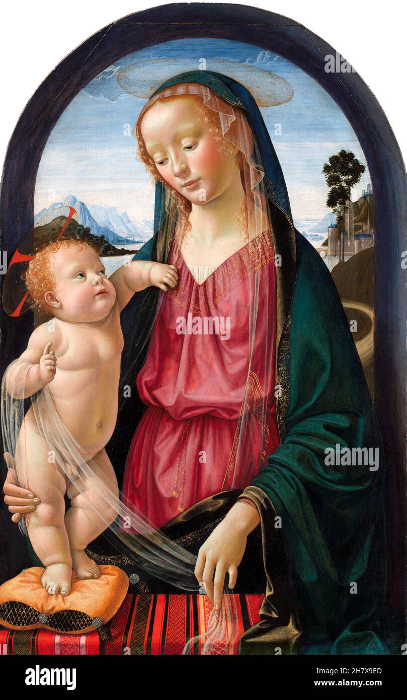 Die Jungfrau und das Kind von Domenico Ghirlandaio (Domenico Bigordi, 1448-1494), Tempera auf Pappel, c. 1480-90 Stockfoto