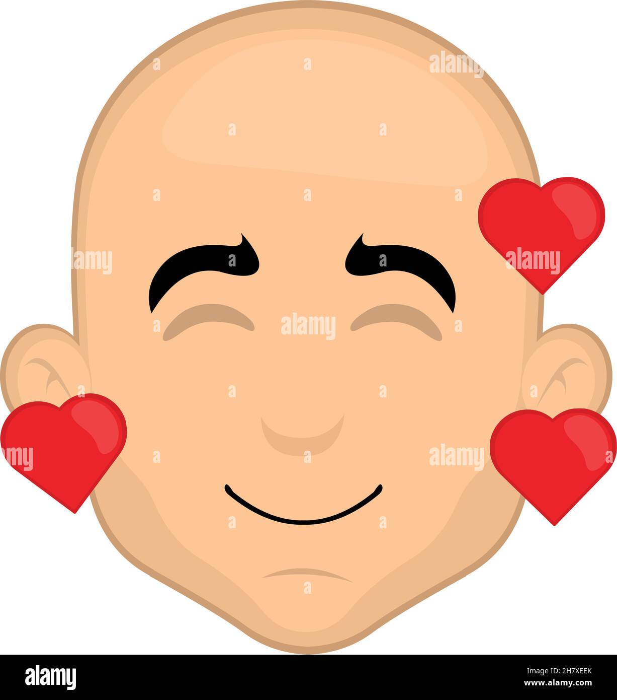 Vector Emoticon Illustration eines Zeichentrickfilms Gesicht von Herzen umgeben Stock Vektor