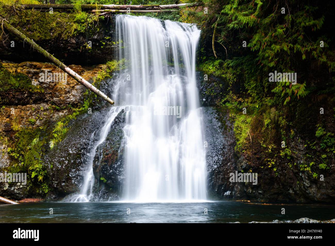 Oberer Norden fällt lange Exposition im Silver Falls State Park Stockfoto