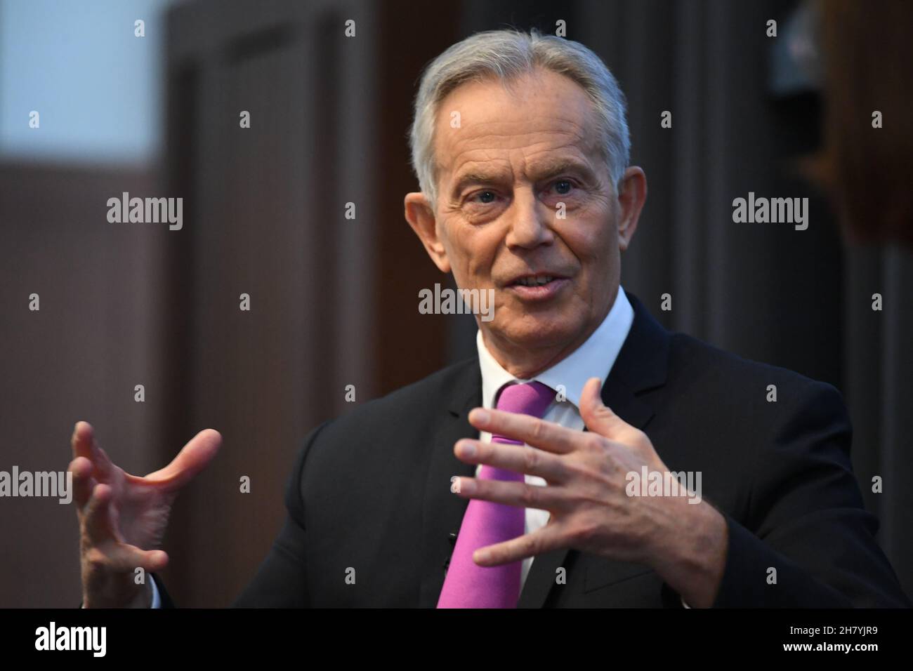 Fileboto vom 20/02/20 des ehemaligen Premierministers Tony Blair, der Labour aufgefordert hat, den sogenannten Wokeismus "entschieden abzulehnen" und seine linksextremen Fraktionen "an die Ränder zu drängen", wenn sie wieder an die Macht kommen soll. Stockfoto